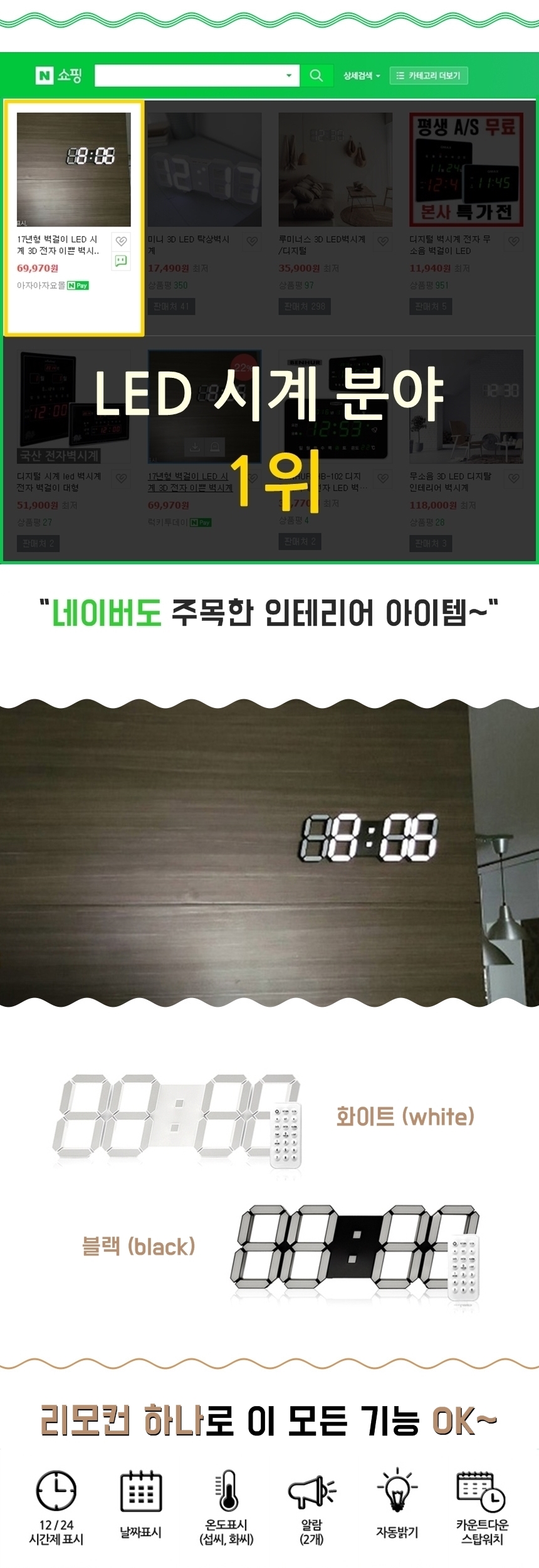 LED Wall Clock 3D Electronic Beautiful LED Wedding