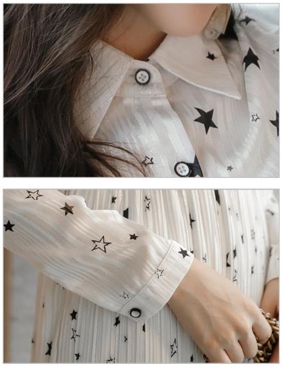 Simple, autumn star wrinkle chiffon dress