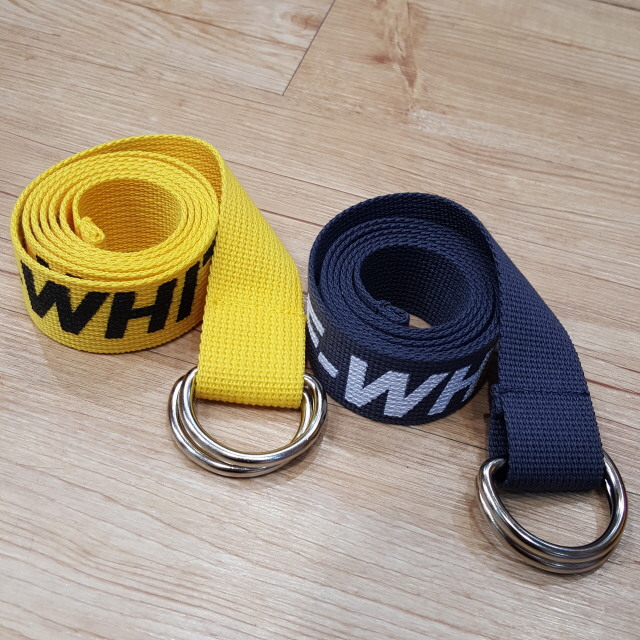 NEW MEN FASHION BELT OFF-WHITE Lettering Cotton Be