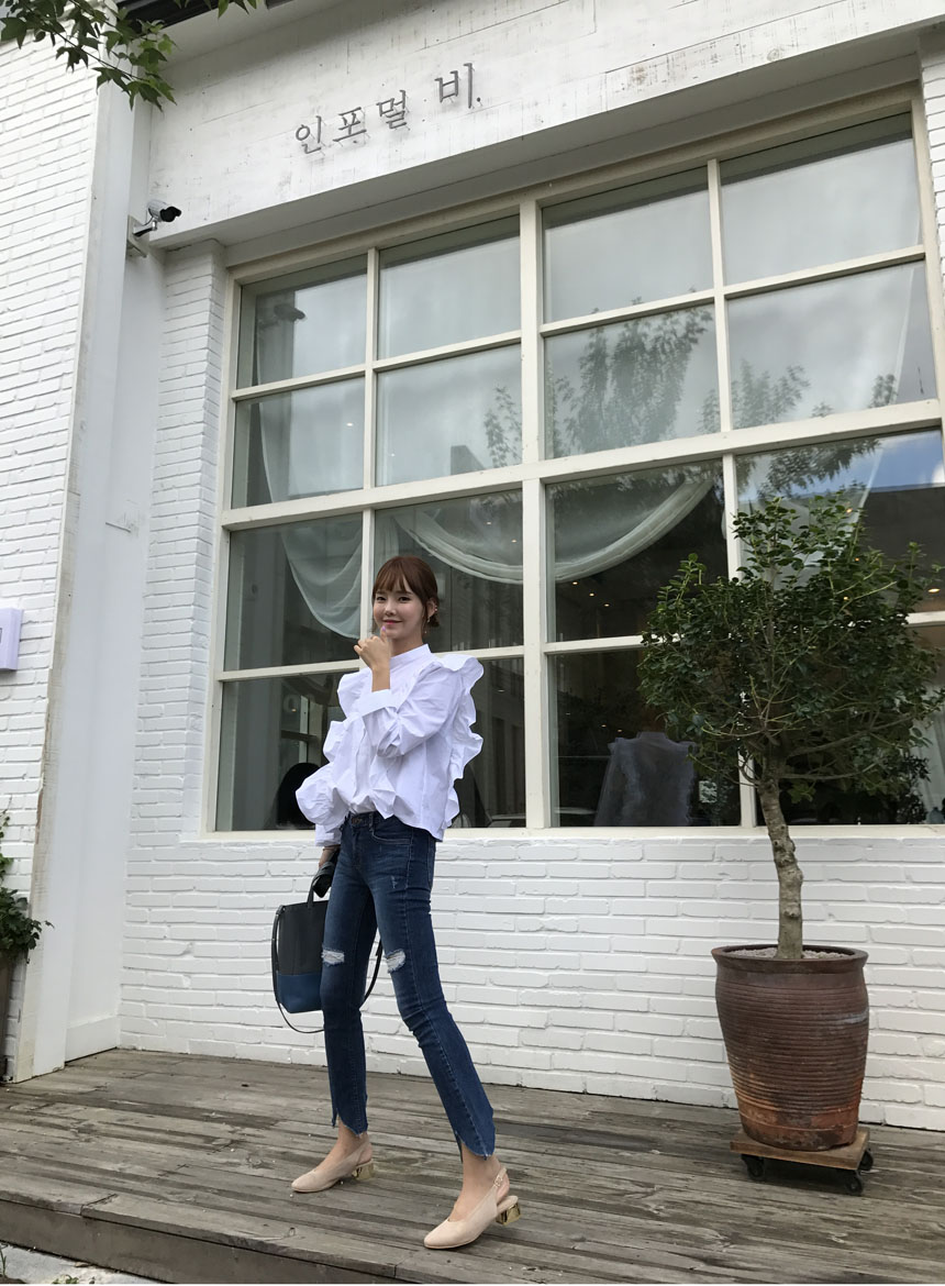 NEW FASHION LADY GIRL Blouse White frilly blouse