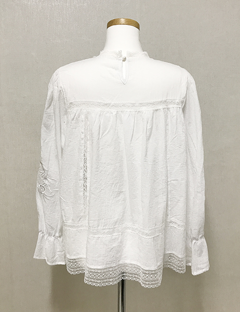 Luxury Embroidered Lace Blouse White Black Feminin