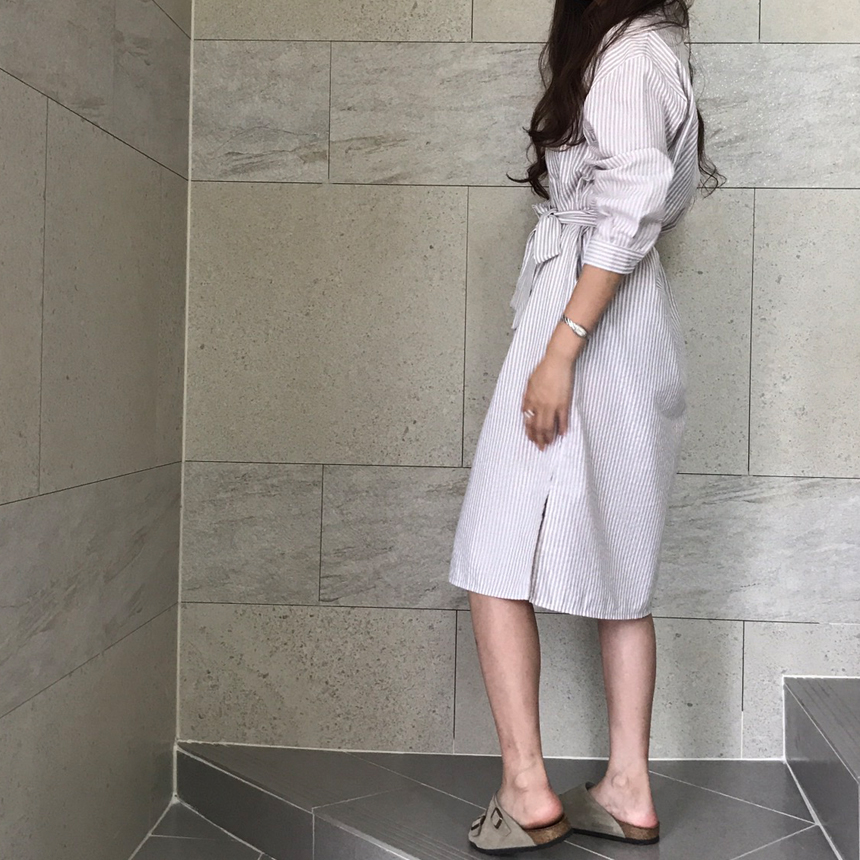 New Striped Long Shirt Dress Fall Chinese Long Sou