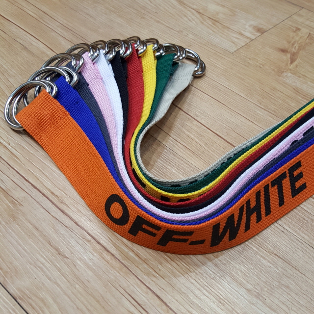 NEW MEN FASHION BELT OFF-WHITE Lettering Cotton Be