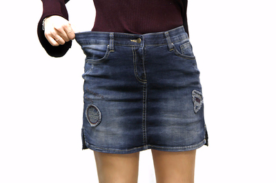 Denim Skirt Inner Bending Span Waffle Decor Sewing