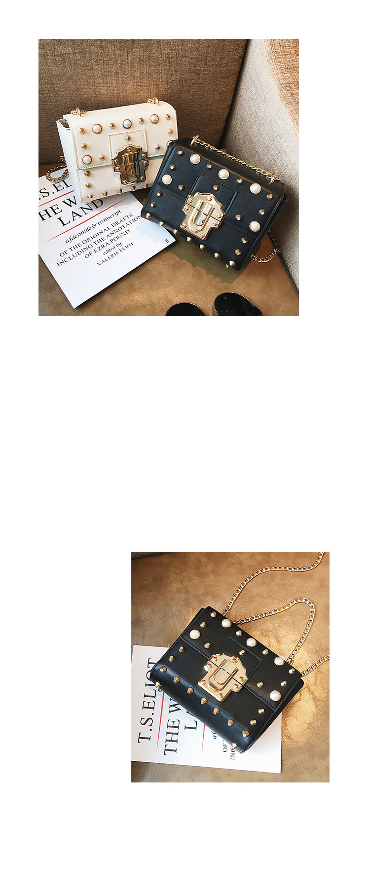 New Bead Square Chain Cross Mini Bag Women's Ba