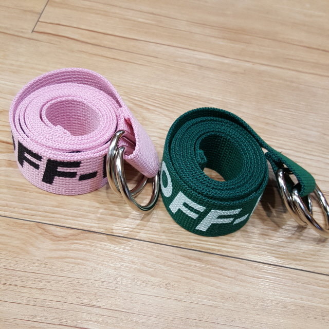 NEW MEN FASHION BELT OFF-WHITE Lettering Cotton Be