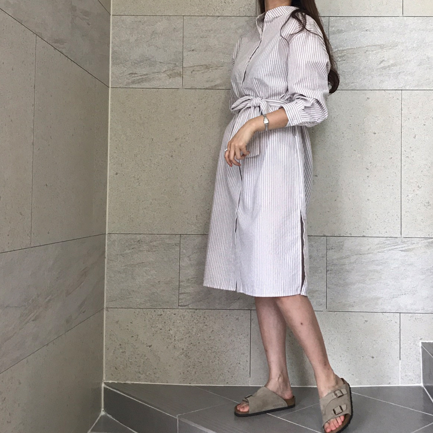 New Striped Long Shirt Dress Fall Chinese Long Sou