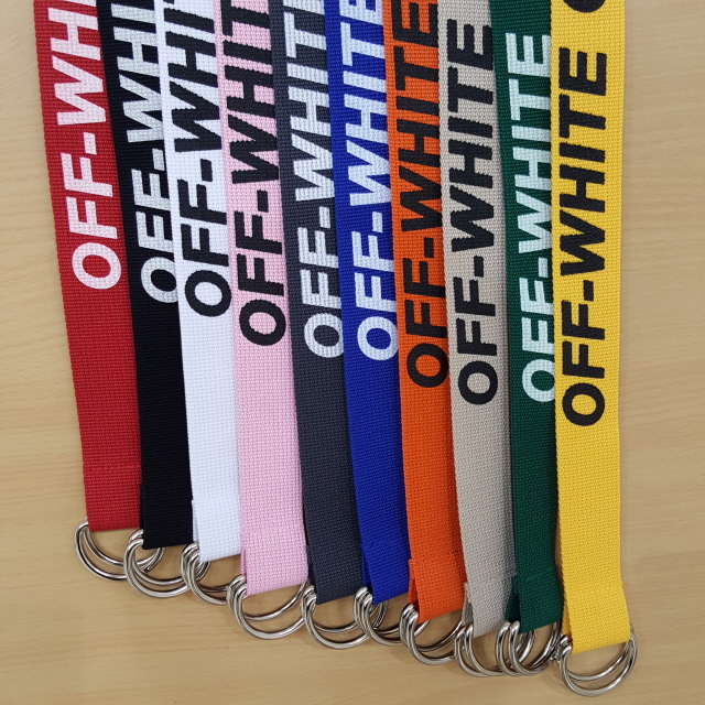 NEW MEN FASHION BELT OFF-WHITE Lettering Cotton Be