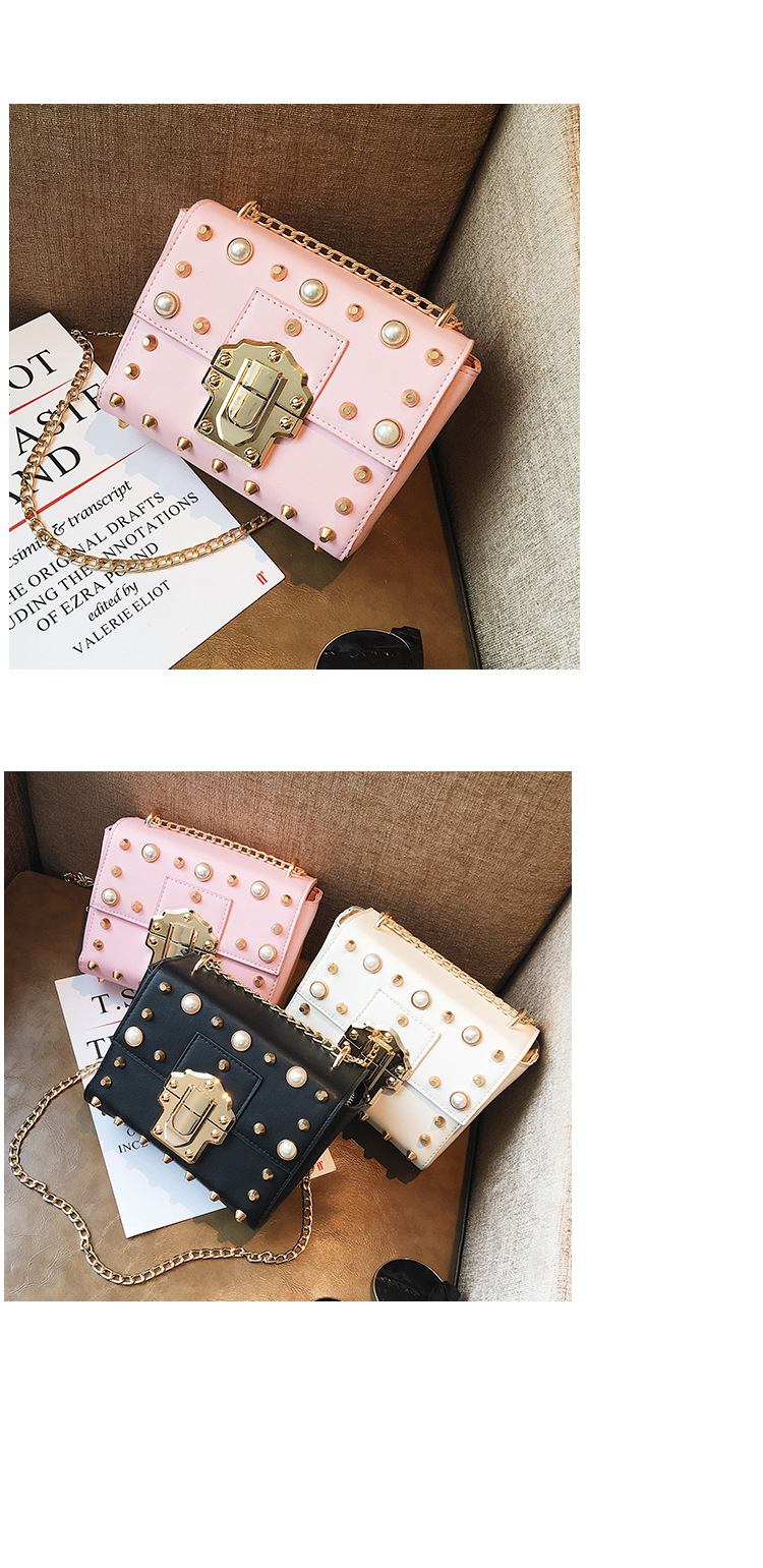 New Bead Square Chain Cross Mini Bag Women's Ba