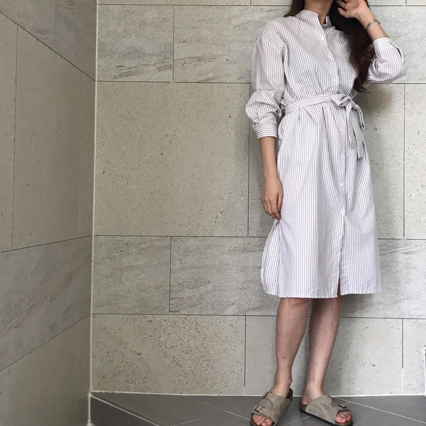 New Striped Long Shirt Dress Fall Chinese Long Sou