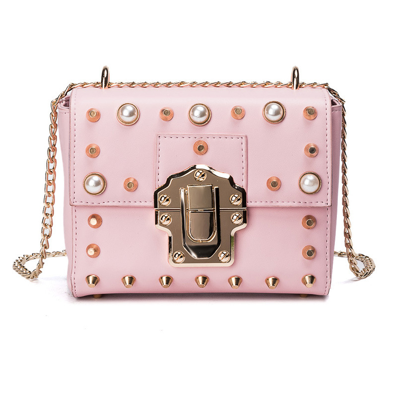 New Bead Square Chain Cross Mini Bag Women's Ba