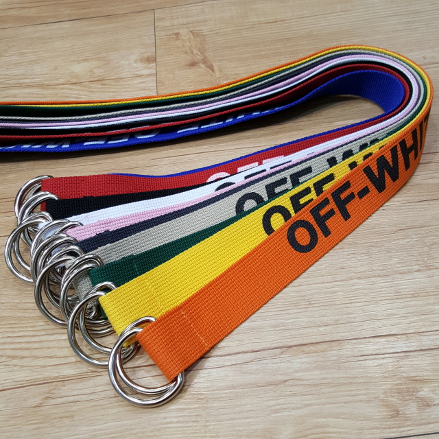 NEW MEN FASHION BELT OFF-WHITE Lettering Cotton Be
