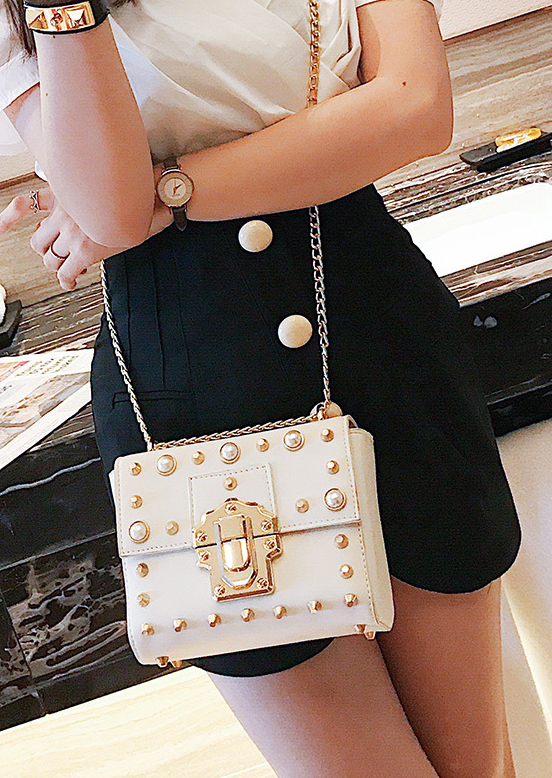 New Bead Square Chain Cross Mini Bag Women's Ba