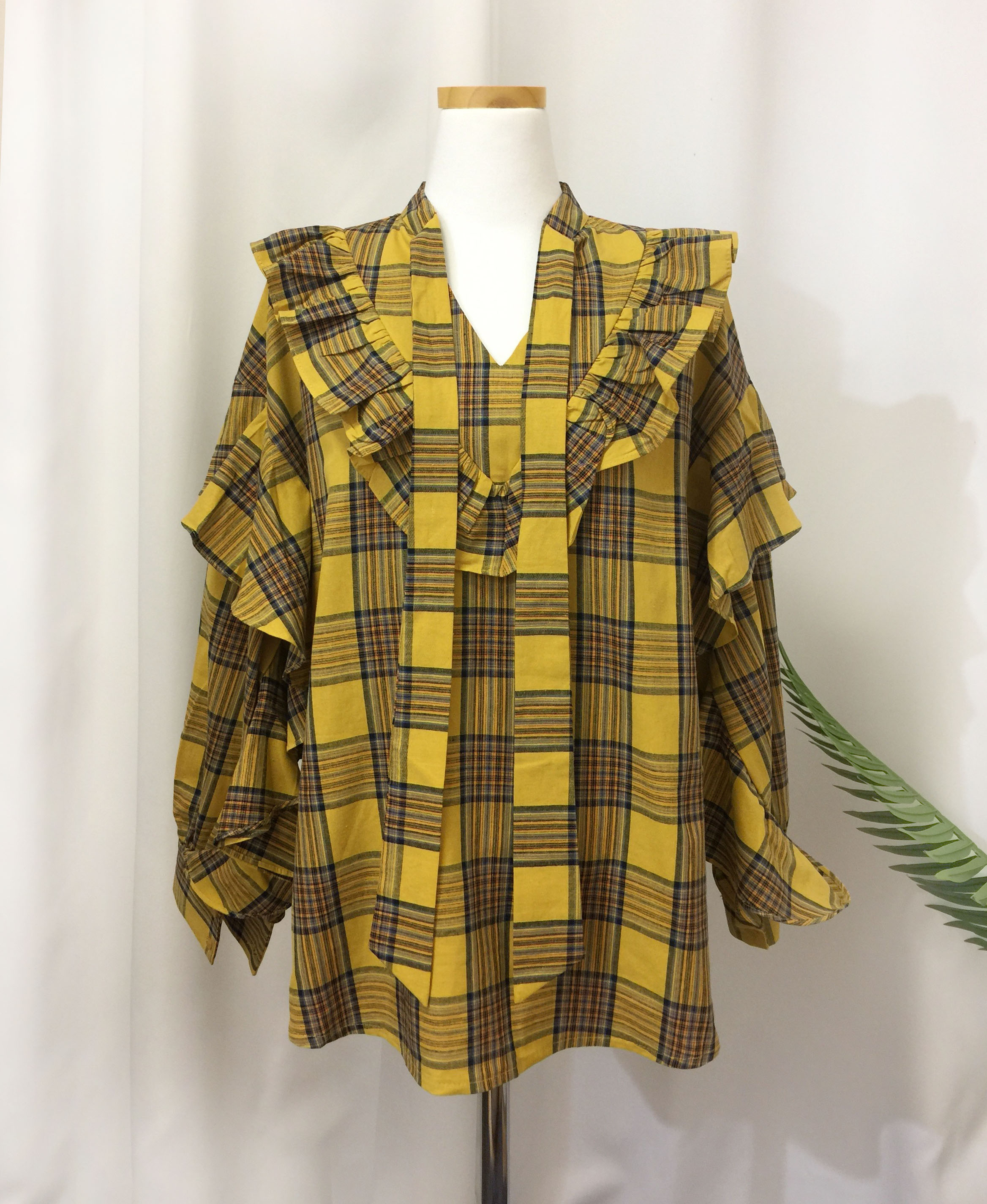 Women Blouses Check double frilled blouse Southern