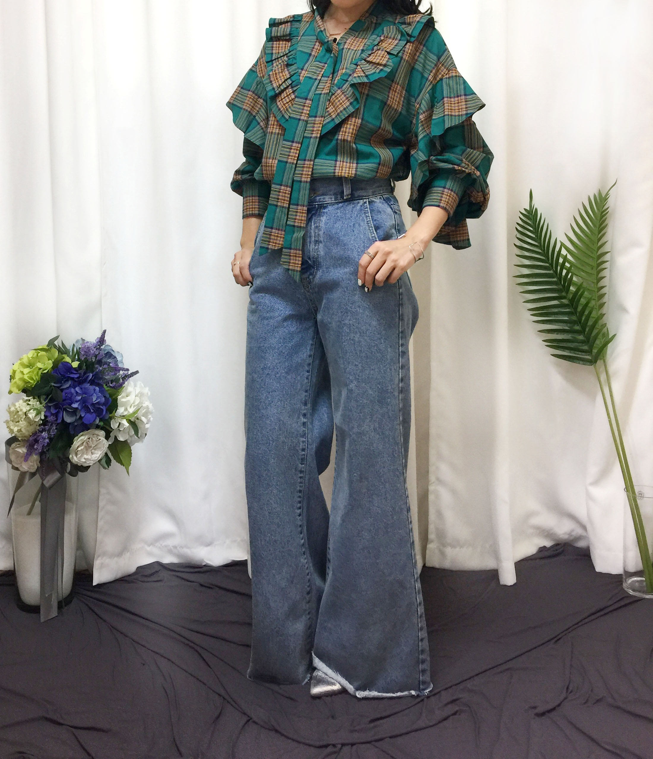 Women Blouses Check double frilled blouse Southern