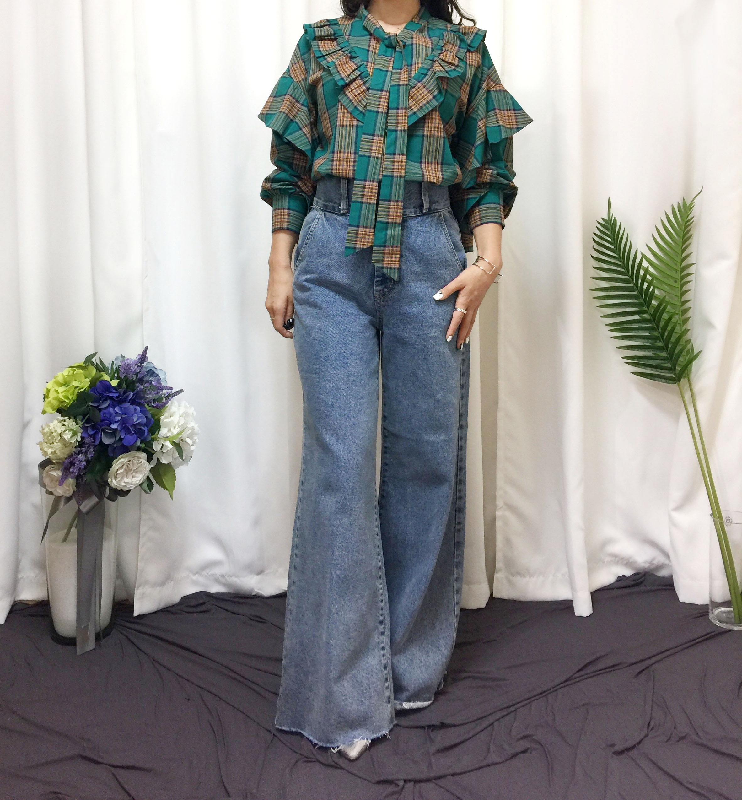 Women Blouses Check double frilled blouse Southern