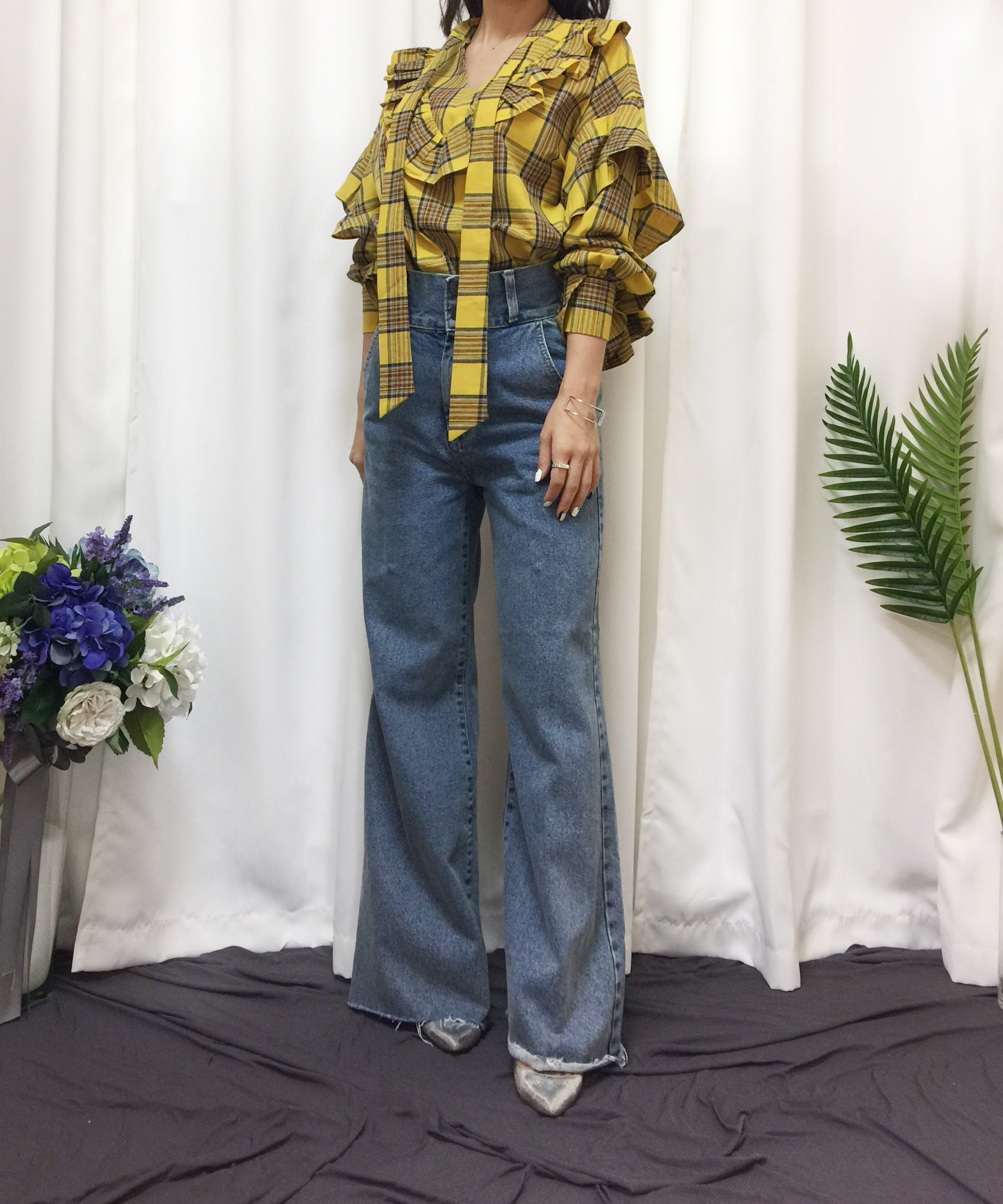 Women Blouses Check double frilled blouse Southern