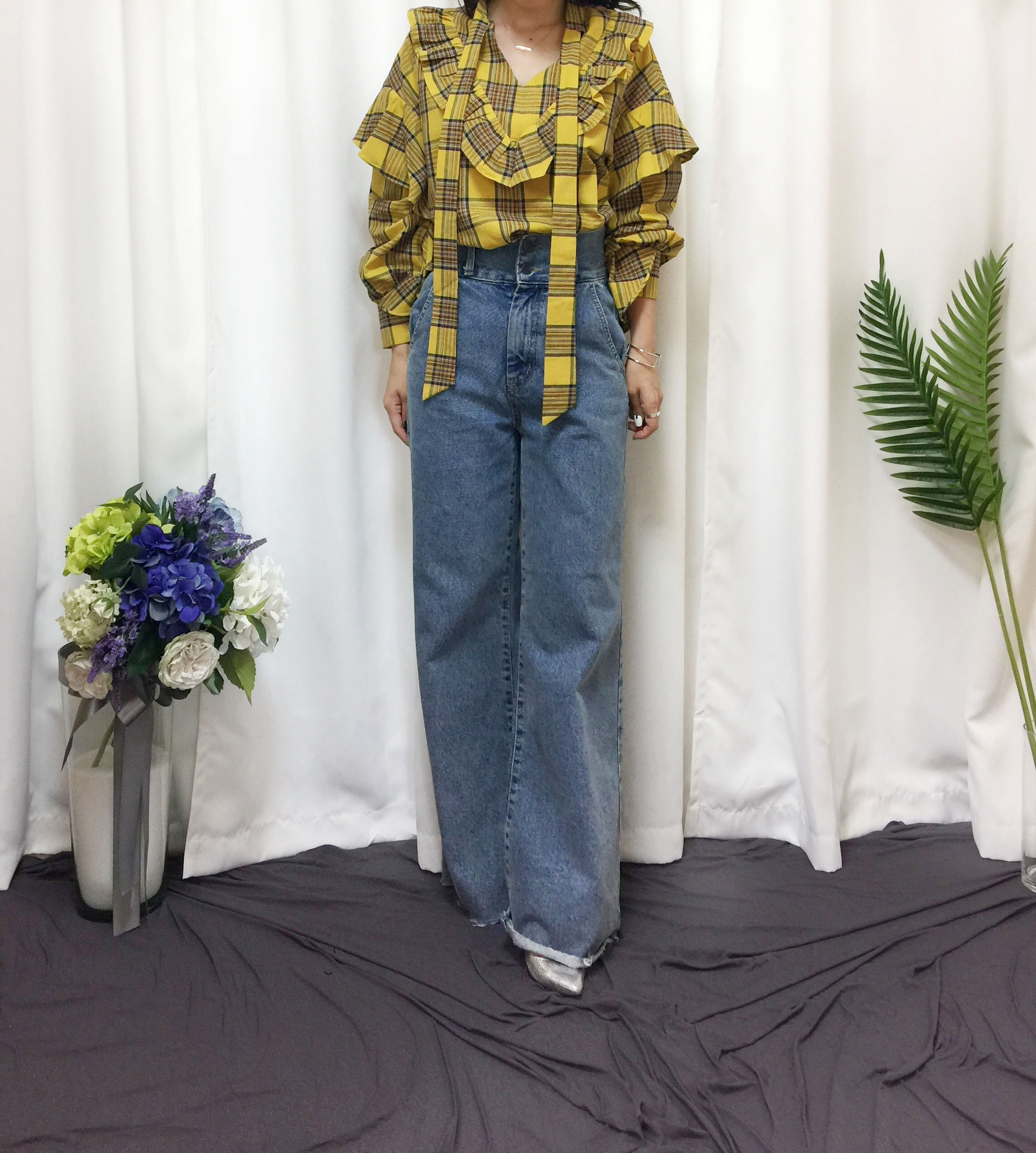 Women Blouses Check double frilled blouse Southern