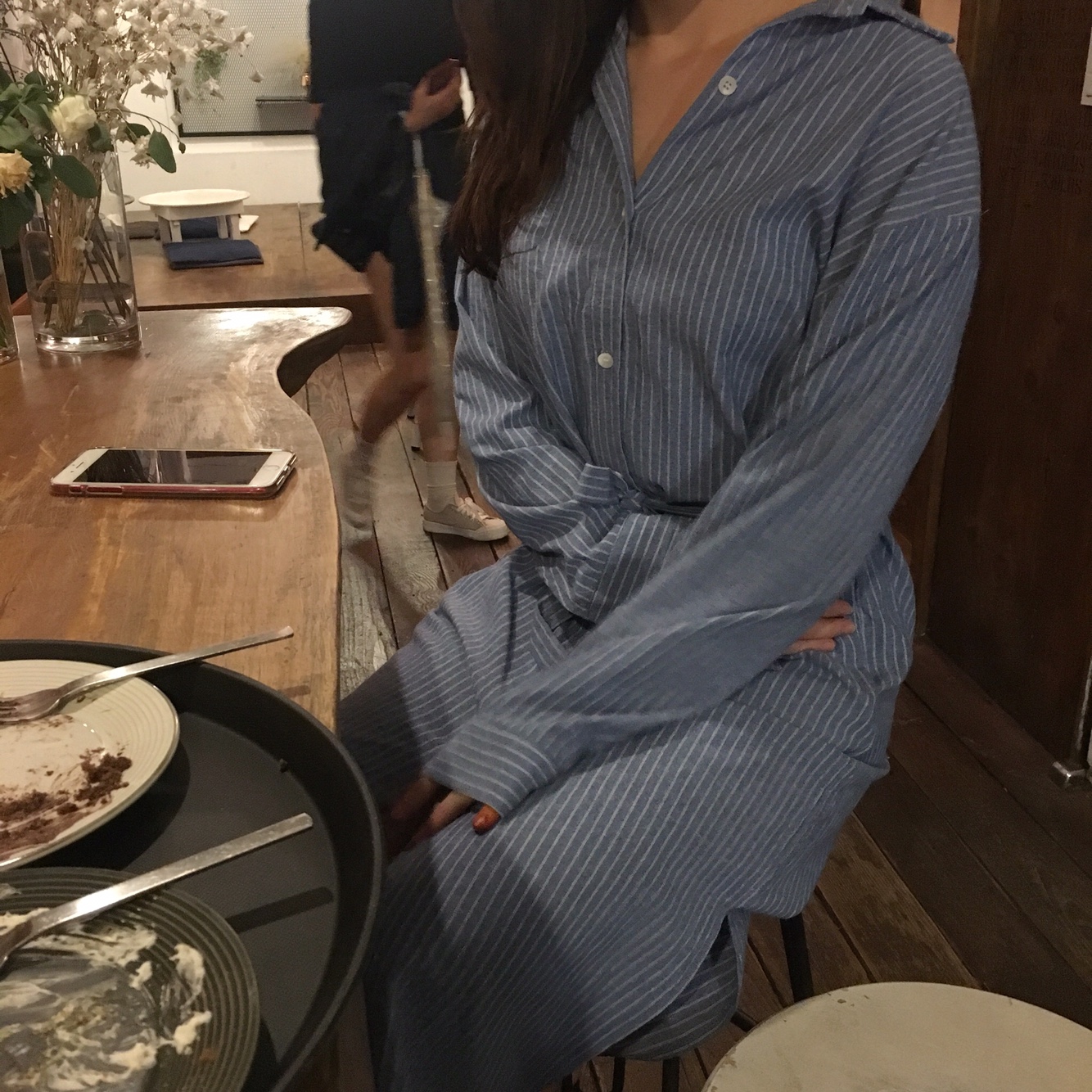 New Striped Shirt Dress One-Piece Longs 20s Women