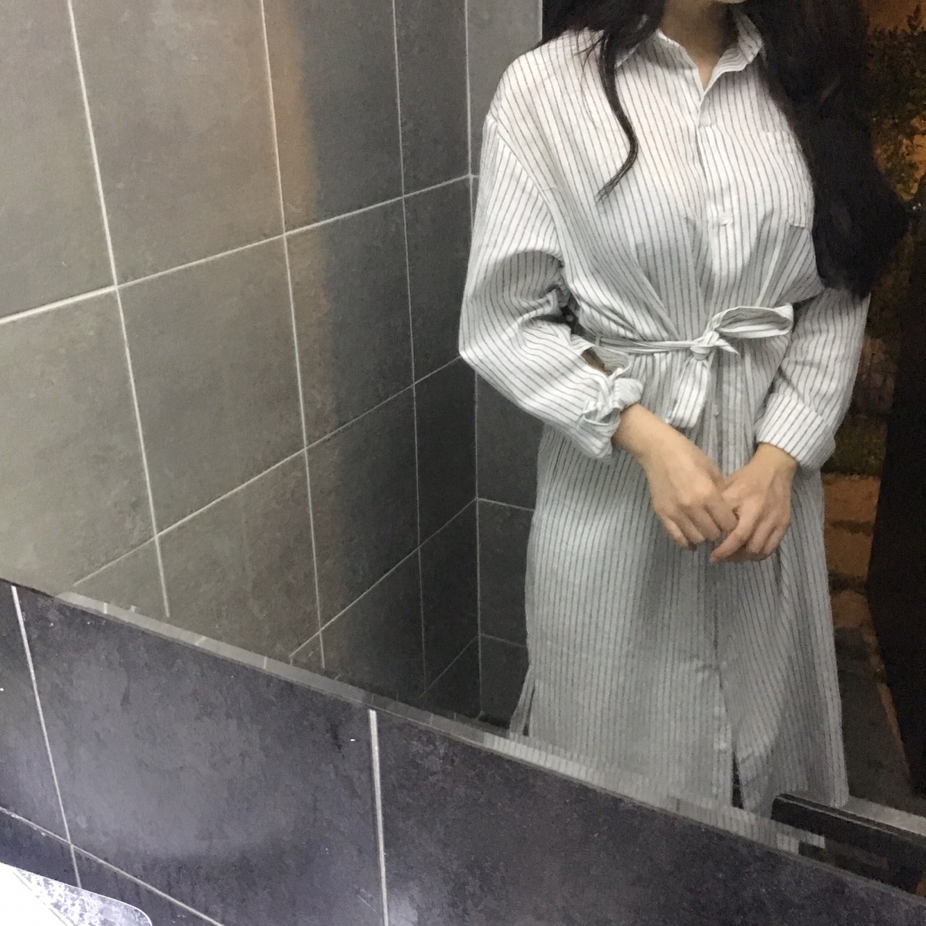 New Striped Shirt Dress One-Piece Longs 20s Women