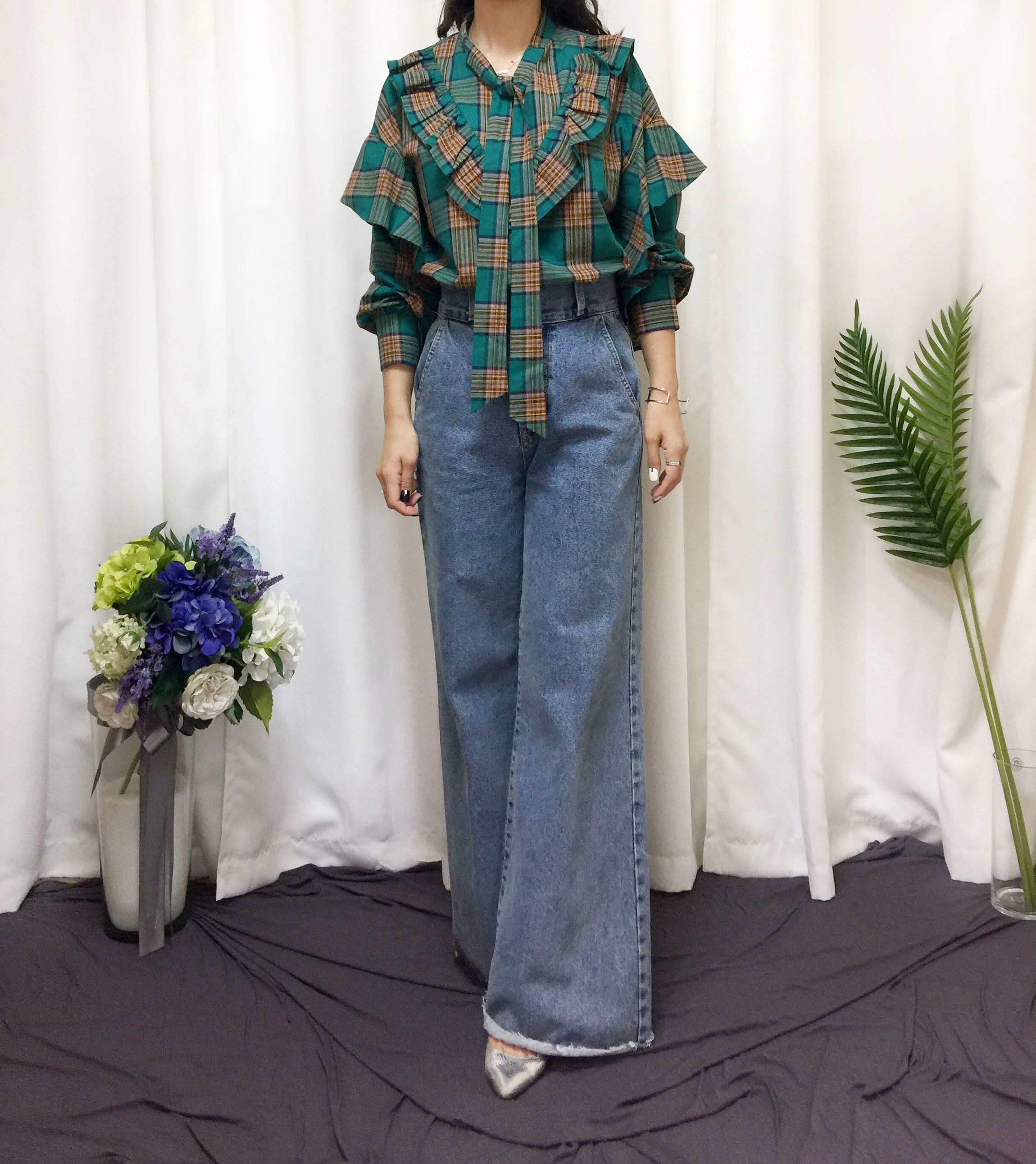 Women Blouses Check double frilled blouse Southern