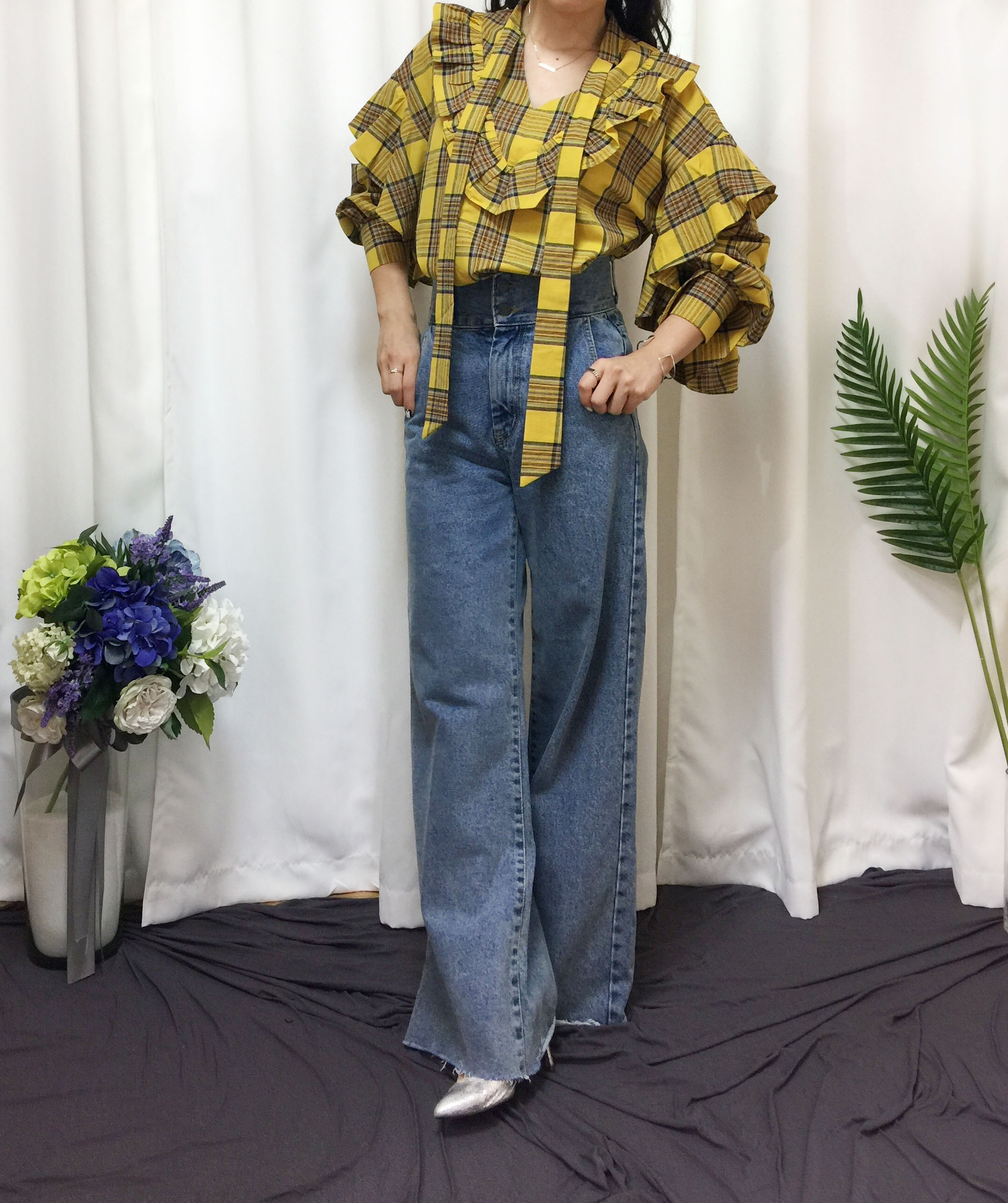 Women Blouses Check double frilled blouse Southern