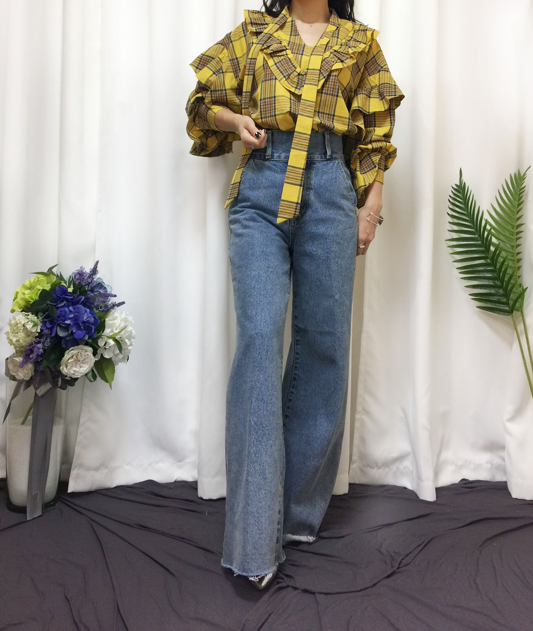 Women Blouses Check double frilled blouse Southern