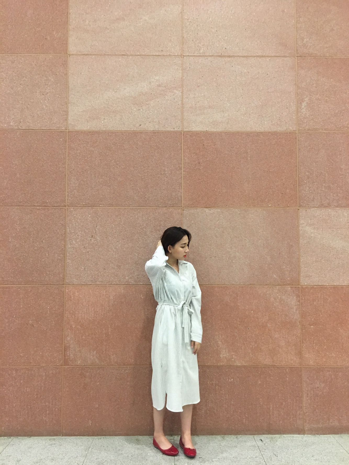 New Striped Shirt Dress One-Piece Longs 20s Women