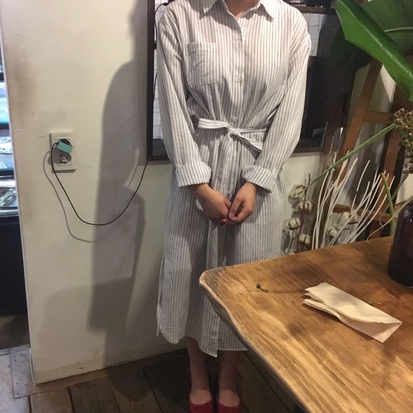 New Striped Shirt Dress One-Piece Longs 20s Women