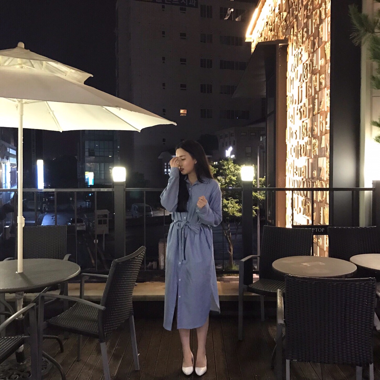 New Striped Shirt Dress One-Piece Longs 20s Women