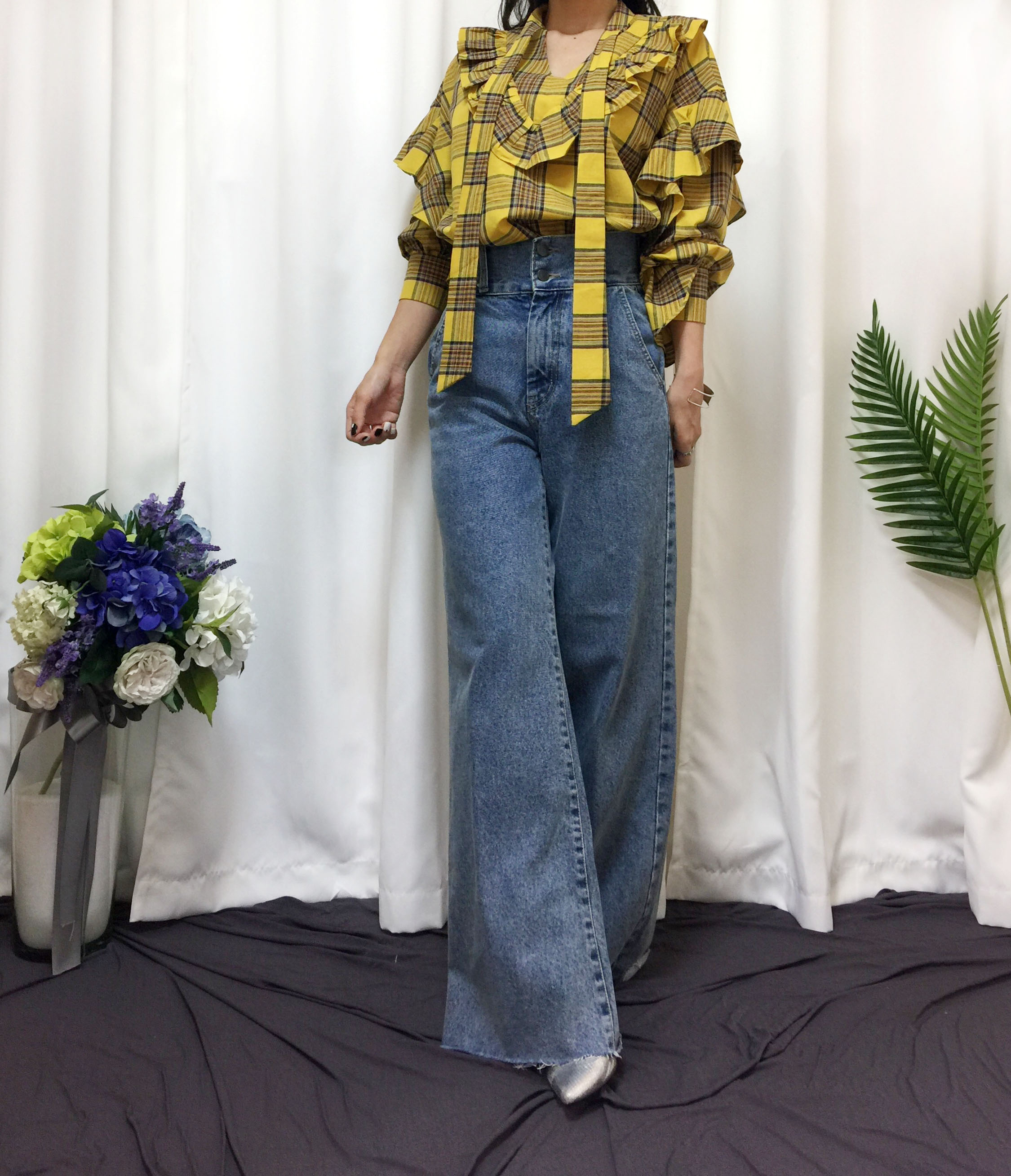 Women Blouses Check double frilled blouse Southern