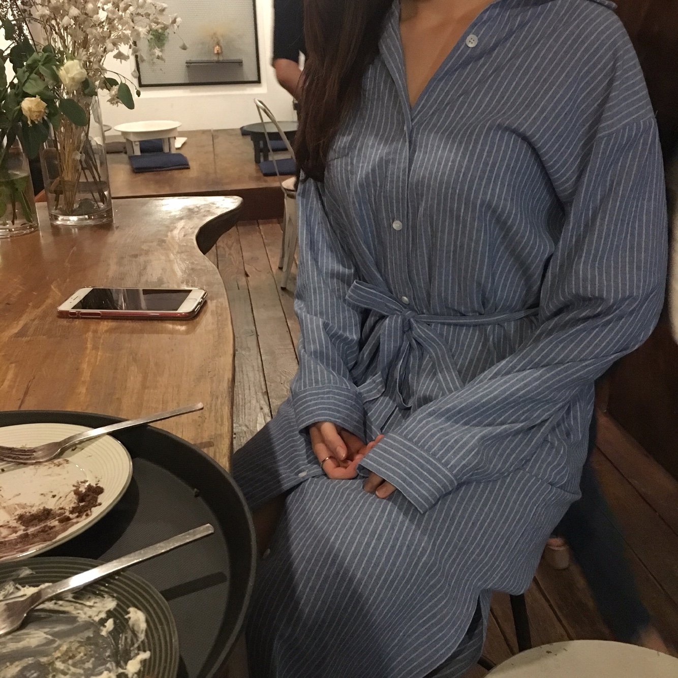 New Striped Shirt Dress One-Piece Longs 20s Women