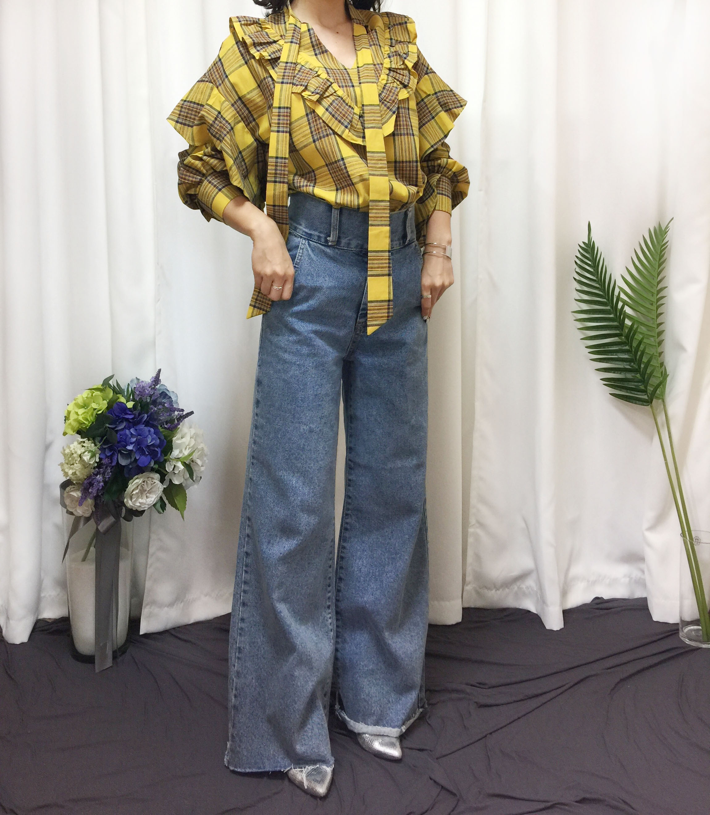 Women Blouses Check double frilled blouse Southern