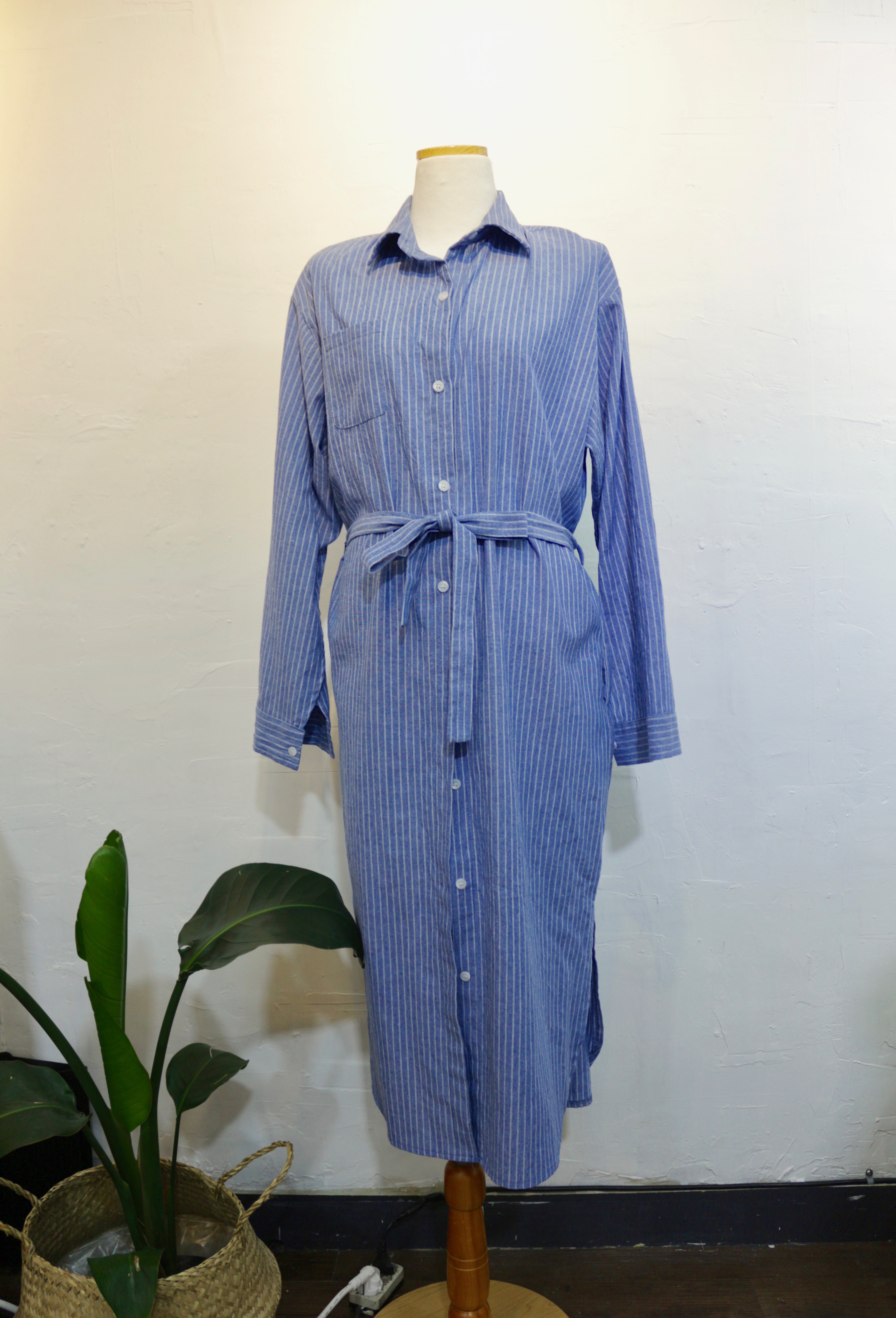 New Striped Shirt Dress One-Piece Longs 20s Women