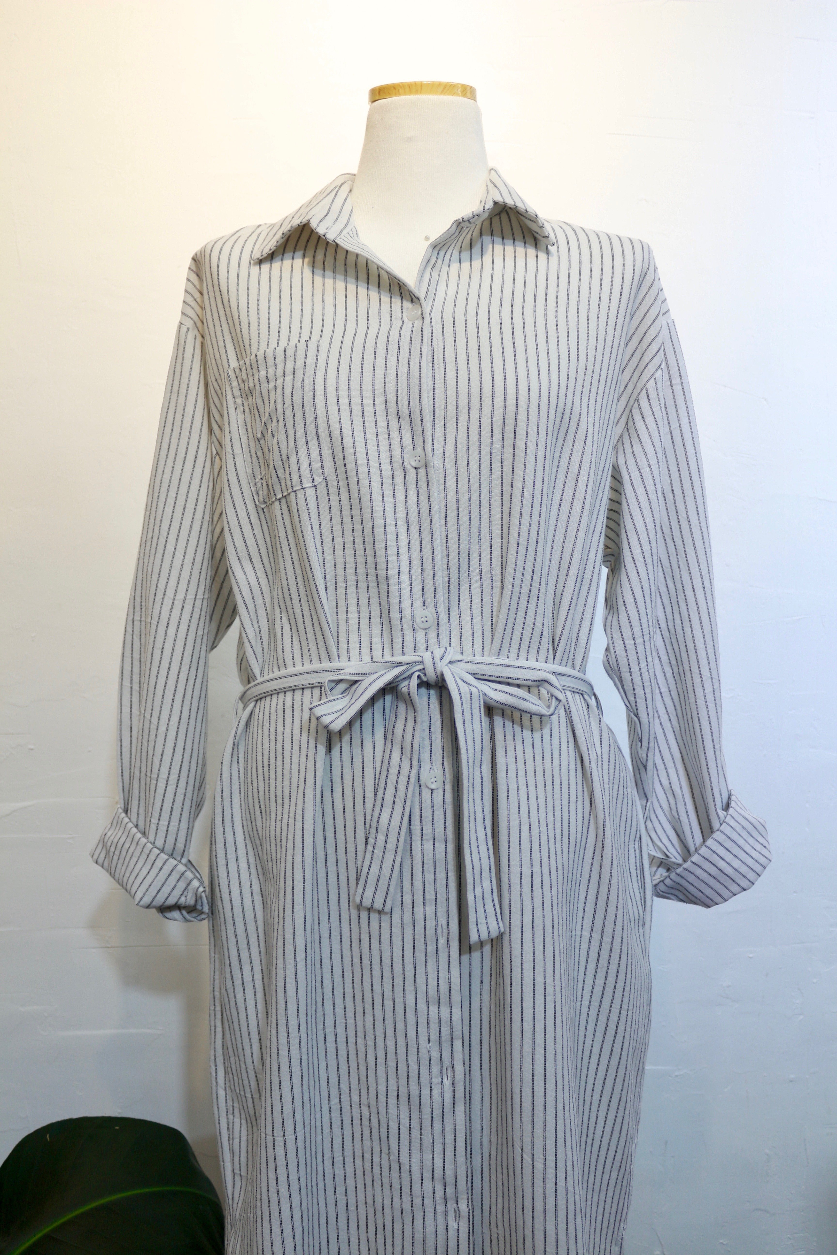 New Striped Shirt Dress One-Piece Longs 20s Women