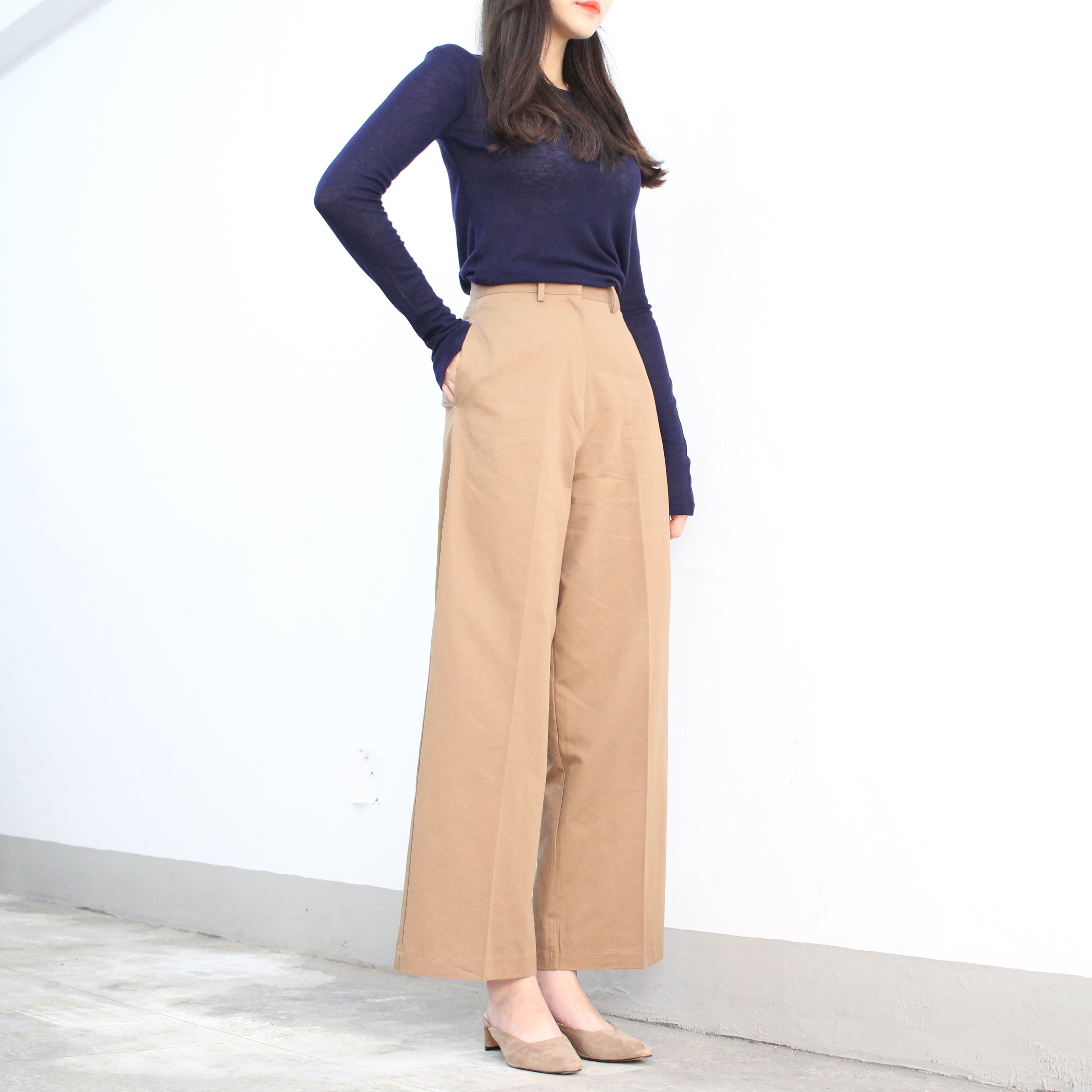 New Women's Pants High Waist Wide Pants Slacks 