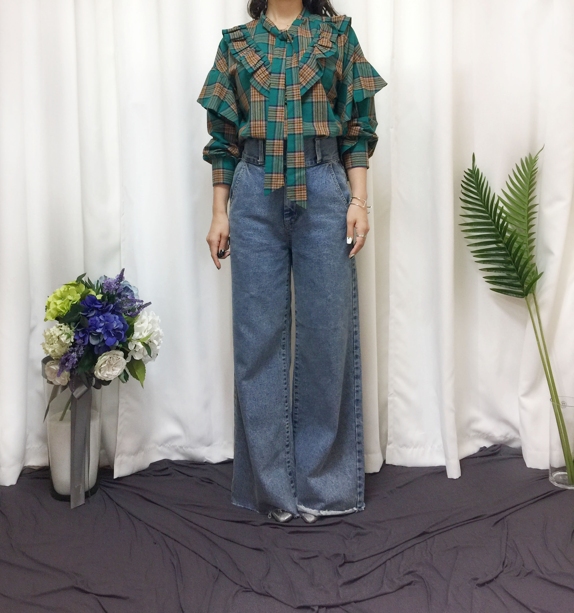 Women Blouses Check double frilled blouse Southern