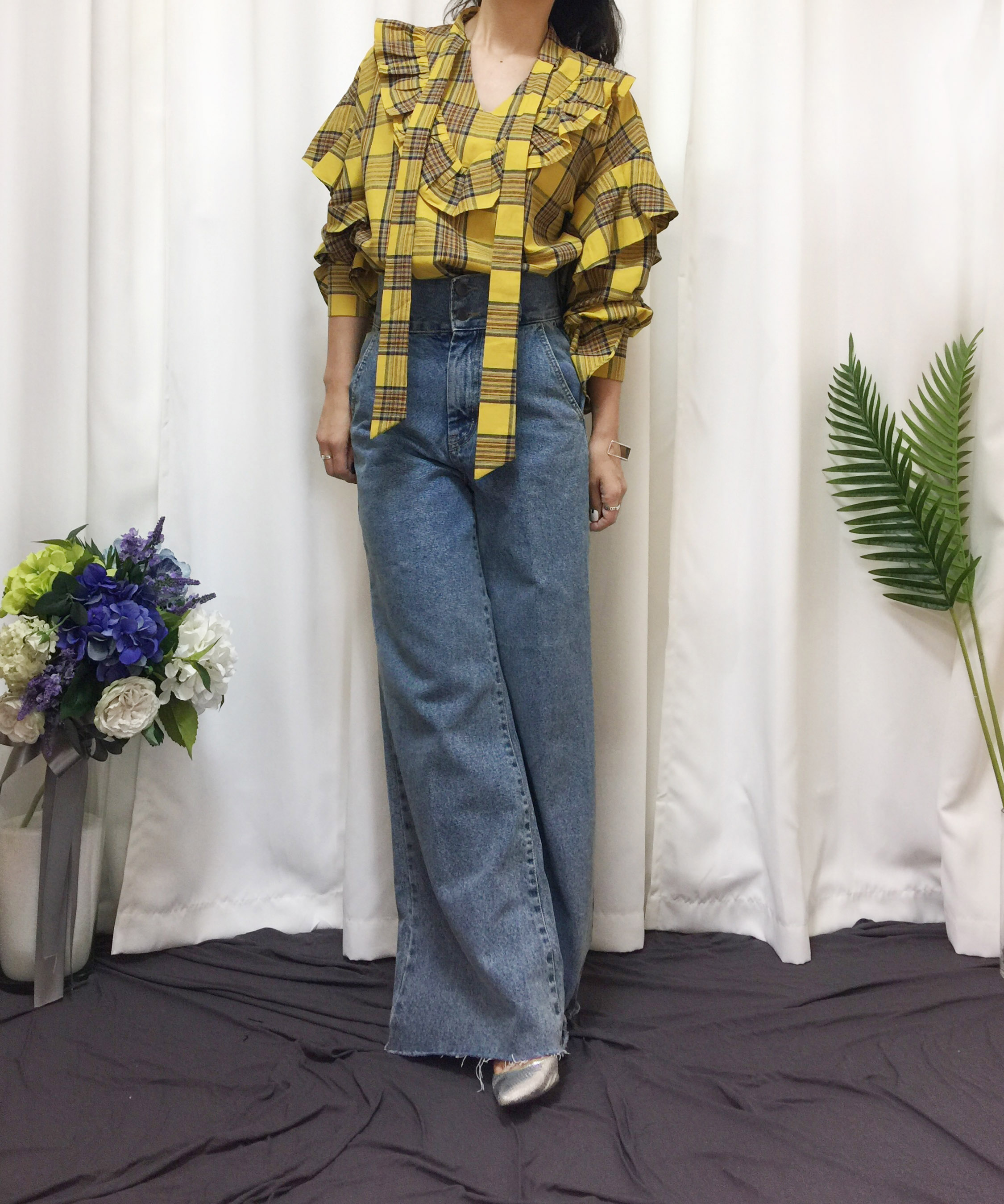 Women Blouses Check double frilled blouse Southern