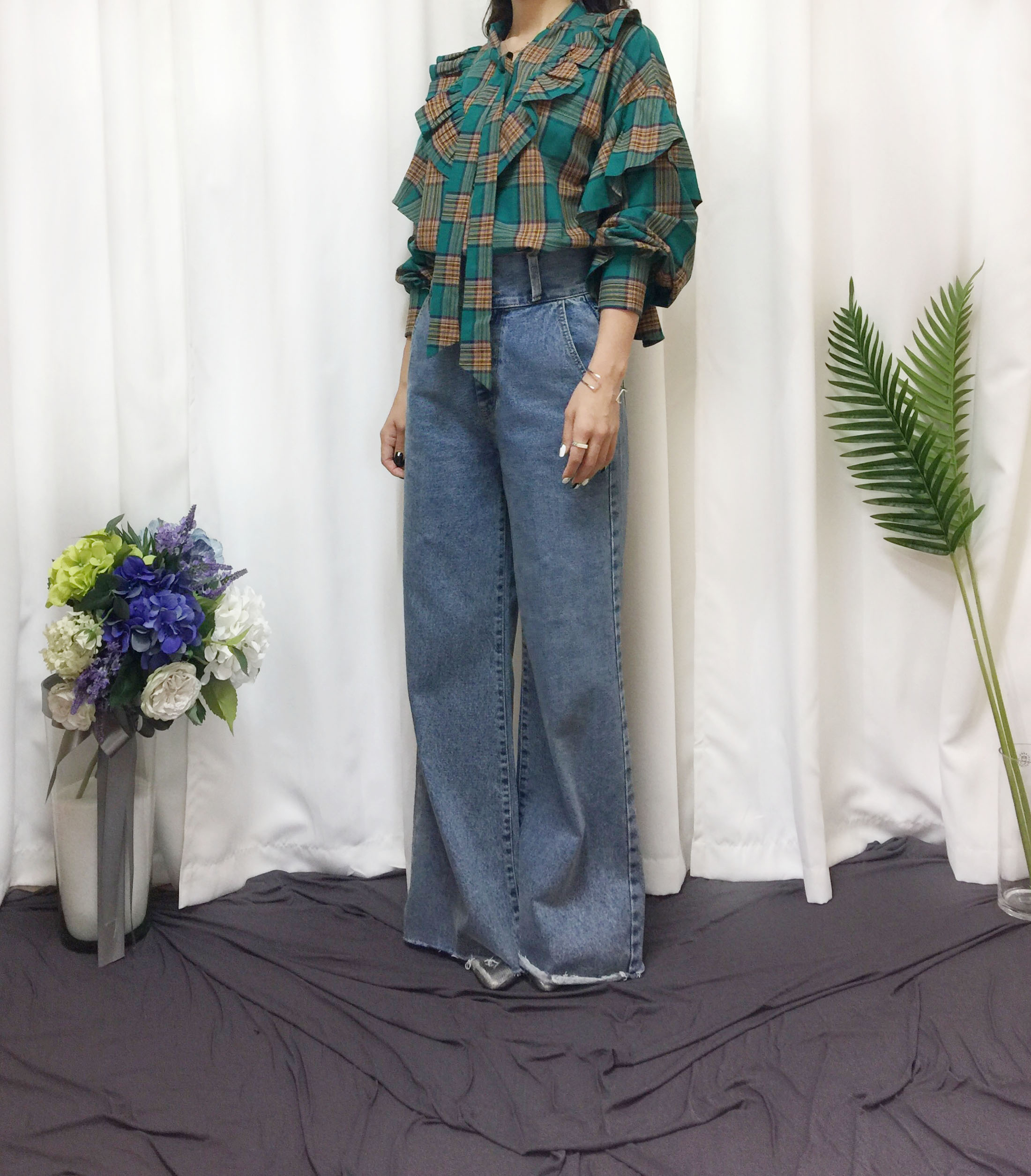 Women Blouses Check double frilled blouse Southern