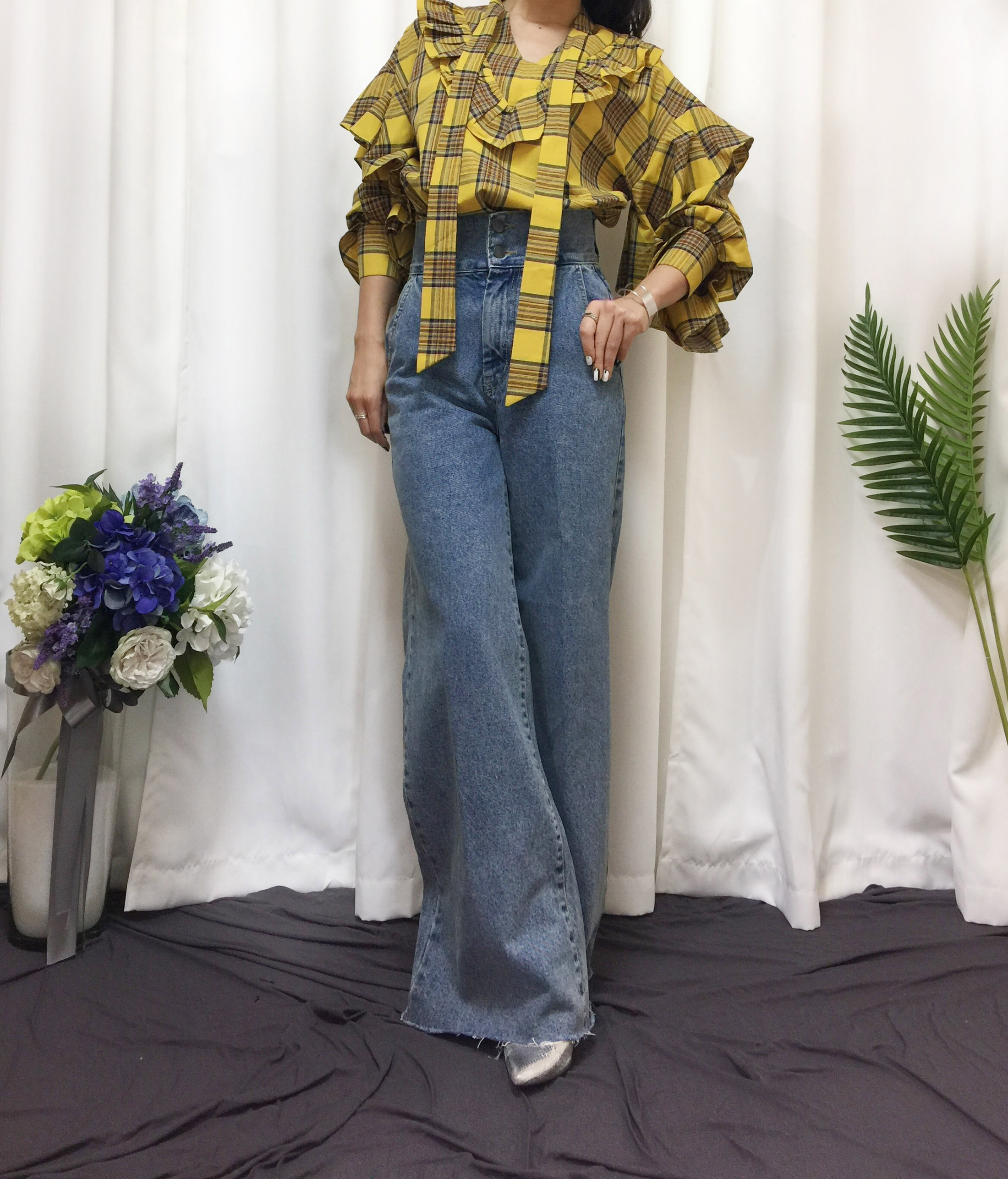 Women Blouses Check double frilled blouse Southern