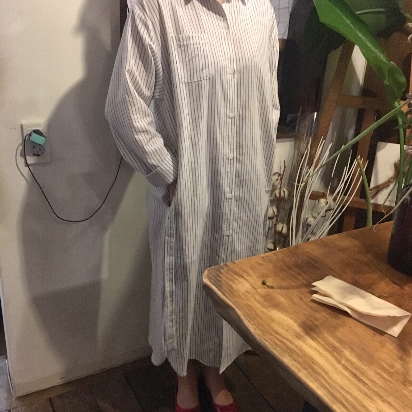 New Striped Shirt Dress One-Piece Longs 20s Women