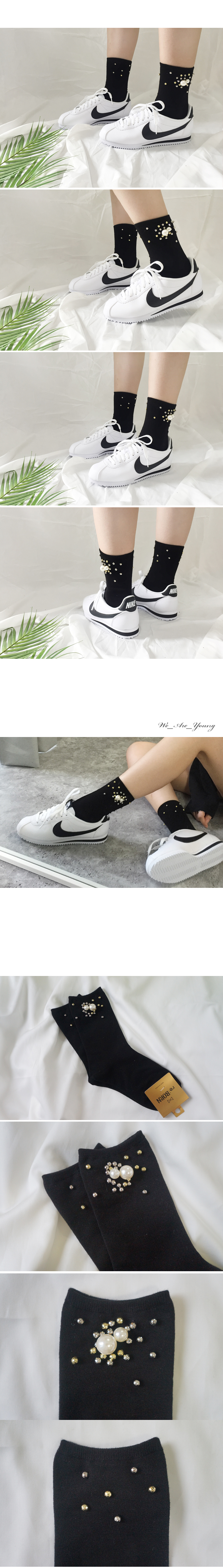 New Pearl Jewelry Beads Socks Autumn Statue ootd C