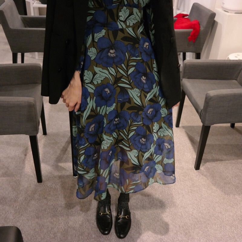 Chiffon dress burgundy chrysanthemum pattern china