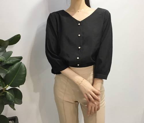 NEW FASHION LADY GIRL Blouse Free shipping pearl b
