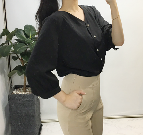 NEW FASHION LADY GIRL Blouse Free shipping pearl b
