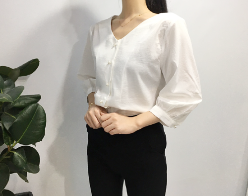NEW FASHION LADY GIRL Blouse Free shipping pearl b