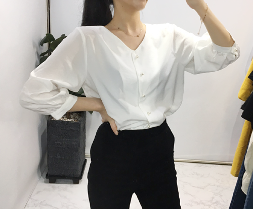 NEW FASHION LADY GIRL Blouse Free shipping pearl b