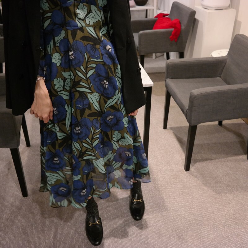 Chiffon dress burgundy chrysanthemum pattern china