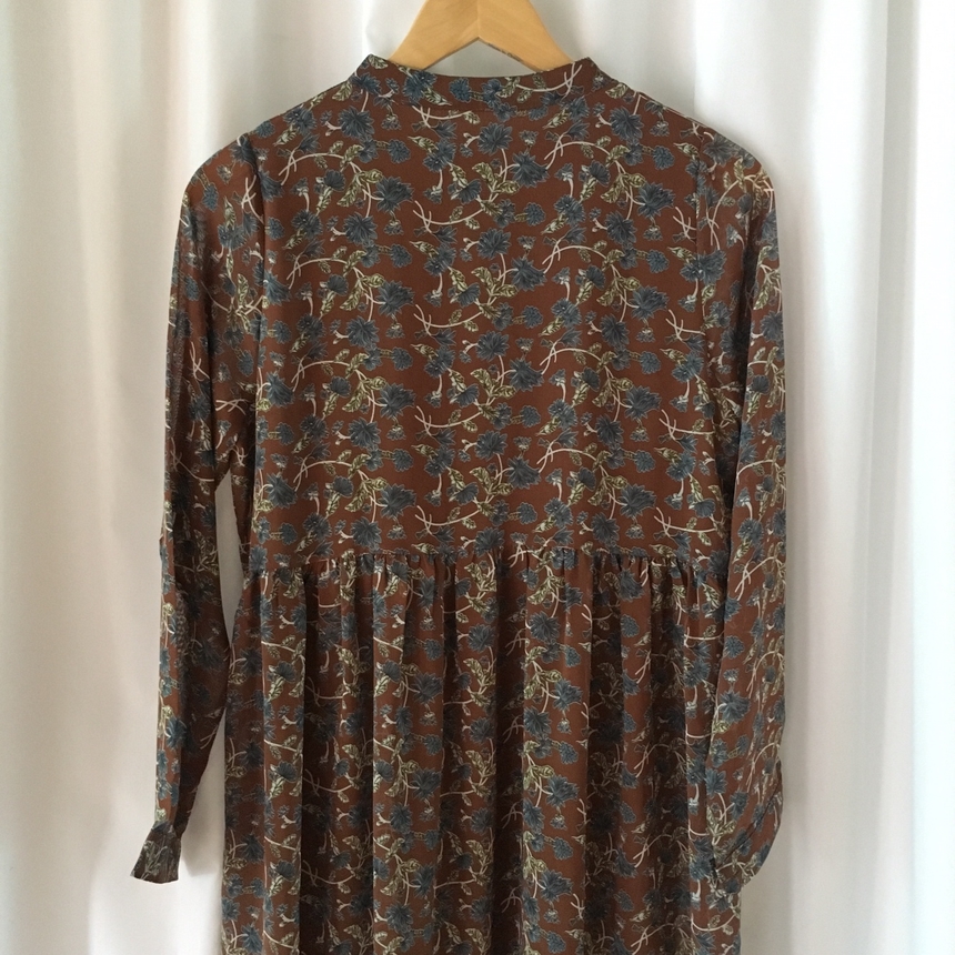 Fall Chiffon Shisu Flower China Neck Long Dress _ 