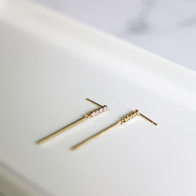 14k Daily Stick Gold Earrings Pink Gold Girlfriend